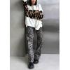imageCHARTOU Women Fall Winter Leopard Sweater Casual Oversized Crew Neck Long Sleeve Pullover Sweater Knitted TopsWhite