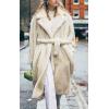 imageCHARTOU Women Faux Fur Coat Long Sleeve Winter Fluffy Jacket Overcoat Warm Fuzzy Coat Cardigan with Belt OutdoorBeige