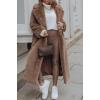 imageCHARTOU Women Faux Fur Coat Long Sleeve Winter Fluffy Jacket Overcoat Warm Fuzzy Coat Cardigan with Belt OutdoorCamel