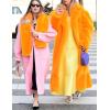 imageCHARTOU Women Faux Fur Coat Long Sleeve Winter Fluffy Jacket Overcoat Warm Fuzzy Coat Cardigan with Belt OutdoorOrange