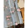imageCHARTOU Women Floral Print Long Denim Jean Skirt Printed Midi A Line Skirt Side Slit Denim Jean Flare SkirtBlue