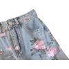 imageCHARTOU Women Floral Print Long Denim Jean Skirt Printed Midi A Line Skirt Side Slit Denim Jean Flare SkirtBlue