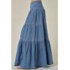 imageCHARTOU Women High Waist Tiered Denim Maxi Skirt Western Ruffle Patchwork Y2k A Line Long Jean Skirt PocketsBlue