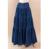imageCHARTOU Women High Waist Tiered Denim Maxi Skirt Western Ruffle Patchwork Y2k A Line Long Jean Skirt PocketsDark Blue