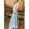 imageCHARTOU Women High Waist Tiered Denim Maxi Skirt Western Ruffle Patchwork Y2k A Line Long Jean Skirt PocketsLight Blue