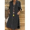 imageCHARTOU Women Long Sleeve Denim Button Up Shirt Dress Midi Jean DressGreyish Black