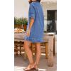imageCHARTOU Women Loose Denim Dress Short Sleeve Casual Summer Dress Turn Down Pullover Vintage Tunic Jean DressLight Blue