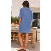 imageCHARTOU Women Loose Denim Dress Short Sleeve Casual Summer Dress Turn Down Pullover Vintage Tunic Jean DressLight Blue