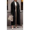 imageCHARTOU Women Oversized Long Winter Peacoat Lapel Collar Boucle Wool Blend Trench OvercoatBlack