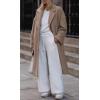 imageCHARTOU Women Oversized Long Winter Peacoat Lapel Collar Boucle Wool Blend Trench OvercoatKhaki