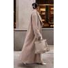 imageCHARTOU Women Oversized Long Winter Peacoat Lapel Collar Boucle Wool Blend Trench OvercoatKhaki