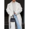 imageCHARTOU Women Oversized Long Winter Peacoat Lapel Collar Boucle Wool Blend Trench OvercoatWhite