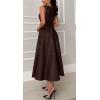 imageCHARTOU Women PU Faux Leather Sleeveless Elegant Flowy Long Dress Party Night Out Dress with BeltCoffee