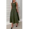 imageCHARTOU Women PU Faux Leather Sleeveless Elegant Flowy Long Dress Party Night Out Dress with BeltGreen