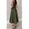 imageCHARTOU Women PU Faux Leather Sleeveless Elegant Flowy Long Dress Party Night Out Dress with BeltGreen