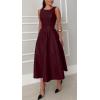 imageCHARTOU Women PU Faux Leather Sleeveless Elegant Flowy Long Dress Party Night Out Dress with BeltRed