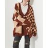 imageCHARTOU Women Slouchy Checkered Cardigan Oversized Open Front Cardigan Sweater Plaid Knit Outwear CoatBrown