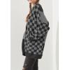 imageCHARTOU Women Slouchy Checkered Cardigan Oversized Open Front Cardigan Sweater Plaid Knit Outwear CoatGrey