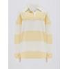 imageCHARTOU Women Spring Fall Stripes Pullover Sweatshirt Polo Collar Long Sleeve Oversized Pullover Shirt TopsYellow