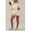 imageCHARTOU Women Spring Fall Stripes Pullover Sweatshirt Polo Collar Long Sleeve Oversized Pullover Shirt TopsYellow