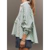 imageCHARTOU Women Stripes Ruffle Peplum Shirt Casual 2025 Fall Lapel Half Zip Long Sleeve Pullover TopGreen