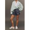 imageCHARTOU Women Stripes Ruffle Peplum Shirt Casual 2025 Fall Lapel Half Zip Long Sleeve Pullover TopGreen