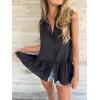imageCHARTOU Women Summer Babydoll Tops Button Down Sleeveless Peplum Ruffle Blouse Tunic ShirtBlack