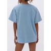imageCHARTOU Women Summer Casual Cotton Floral T Shirts Vintage Boho Wildflower Graphic Loose Tees TopsBlue