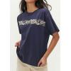 imageCHARTOU Women Summer Casual Cotton Floral T Shirts Vintage Boho Wildflower Graphic Loose Tees TopsNavy