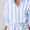 imageCHARTOU Women Summer Causal Stripe Tunic Dress Loose Button Down Shirt Short Dress with BeltBlue