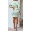 imageCHARTOU Women Summer Causal Stripe Tunic Dress Loose Button Down Shirt Short Dress with BeltGreen