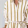 imageCHARTOU Women Summer Causal Stripe Tunic Dress Loose Button Down Shirt Short Dress with BeltYellow