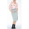 imageCHARTOU Women Summer Floral Print Denim Midi Skirts High Waisted Side Slit Distressed Mini Skirts with PocketsBlue