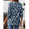imageCHARTOU Women Summer Leopard Shirt Casual Loose Collared V Neck Button Down 34 Sleeve Tunic TopBlue