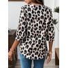 imageCHARTOU Women Summer Leopard Shirt Casual Loose Collared V Neck Button Down 34 Sleeve Tunic TopWhite