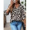 imageCHARTOU Women Summer Leopard Shirt Casual Loose Collared V Neck Button Down 34 Sleeve Tunic TopWhite