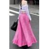 imageCHARTOU Women Summer Long Jean Skirt Y2k Low Waist Frayed Raw Cut Washed Denim Maxi SkirtPink