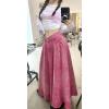 imageCHARTOU Women Summer Long Jean Skirt Y2k Low Waist Frayed Raw Cut Washed Denim Maxi SkirtPink