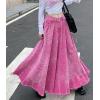 imageCHARTOU Women Summer Long Jean Skirt Y2k Low Waist Frayed Raw Cut Washed Denim Maxi SkirtPink