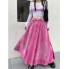 imageCHARTOU Women Summer Long Jean Skirt Y2k Low Waist Frayed Raw Cut Washed Denim Maxi SkirtPink