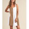 imageCHARTOU Women Summer Sleeveless Linen Dress Color Block Short Beach Vacation Tank DressKhaki