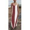 imageCHARTOU Women Summer Sleeveless Linen Dress Contrast Color Maxi Long Beach Vacation Tank DressBrown