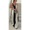 imageCHARTOU Women Summer Sleeveless Linen Dress Contrast Color Maxi Long Beach Vacation Tank DressLinen
