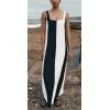 imageCHARTOU Women Summer Sleeveless Linen Dress Contrast Color Maxi Long Beach Vacation Tank DressWhite