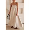 imageCHARTOU Women Summer Spaghetti Straps Linen Sleeveless Maxi Long Flowy DressBeige