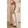 imageCHARTOU Women Summer Spaghetti Straps Linen Sleeveless Maxi Long Flowy DressBeige