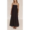 imageCHARTOU Women Summer Spaghetti Straps Linen Sleeveless Maxi Long Flowy DressBlack