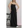 imageCHARTOU Women Summer Spaghetti Straps Linen Sleeveless Maxi Long Flowy DressBlack