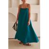 imageCHARTOU Women Summer Spaghetti Straps Linen Sleeveless Maxi Long Flowy DressBlue