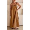 imageCHARTOU Women Summer Spaghetti Straps Linen Sleeveless Maxi Long Flowy DressCaramel